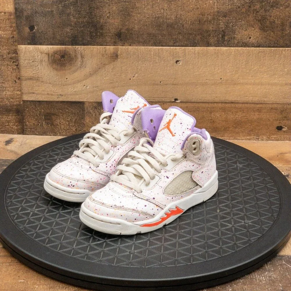 NIKE AIR JORDAN RETRO 5 EASTER YOUTH KIDS SHOES ATHLETIC WHITE PINK PURPLE SZ 12